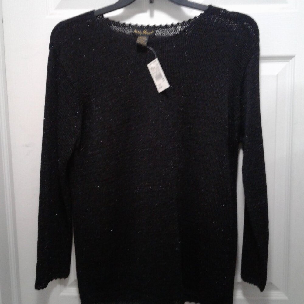 Ashley Stewart Black Ribbon Tunic w/ Sparkles  22/24